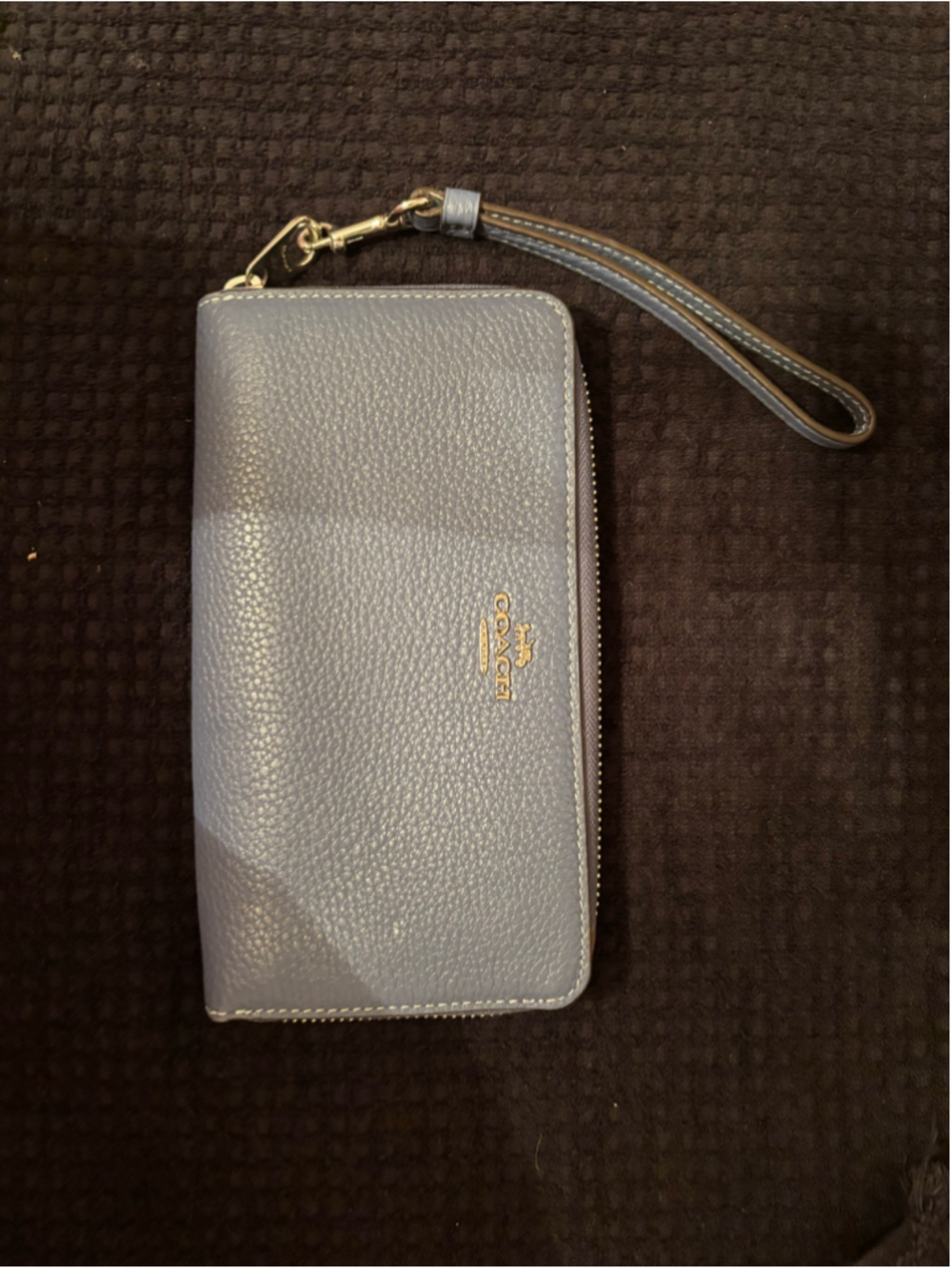 Women's Coach Blue Leather Wristlet Wallet One Size